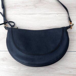 Anthropologie x Urban Originals Black Pebbled Faux Leather Half Moon Crossbody